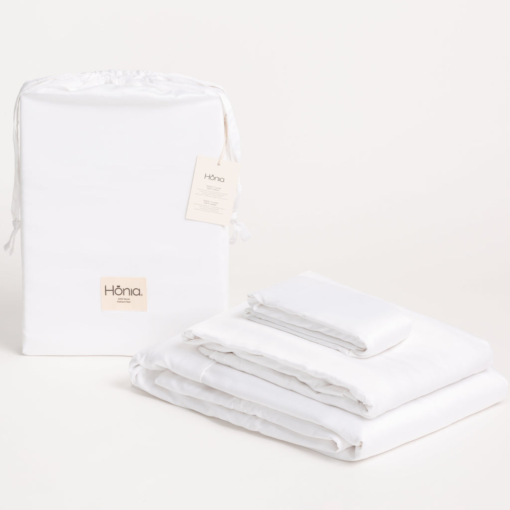 Juego de sábanas TENCEL™ Lyocell Satén blancas